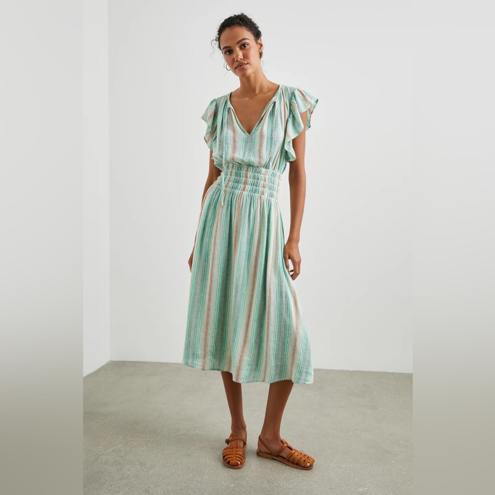 Rails Green Striped Midi Dress